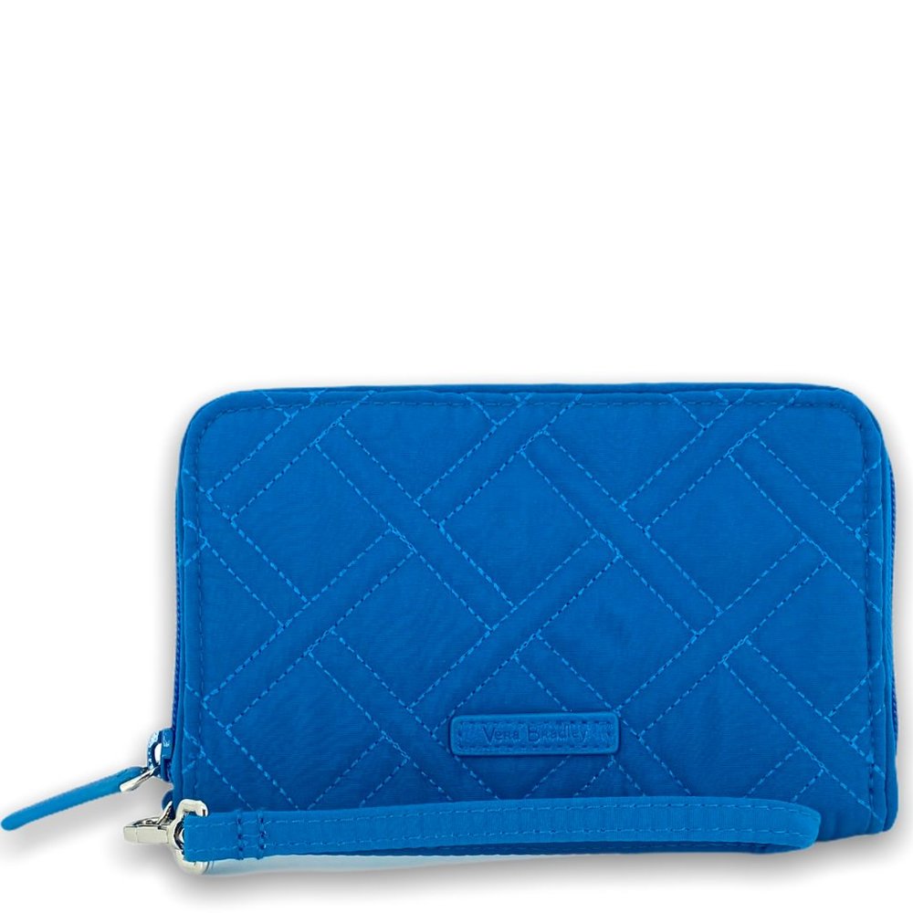 Vera Bradley Bahama Bay RFID Wristlet – Blue Grab & Go Travel Wallet